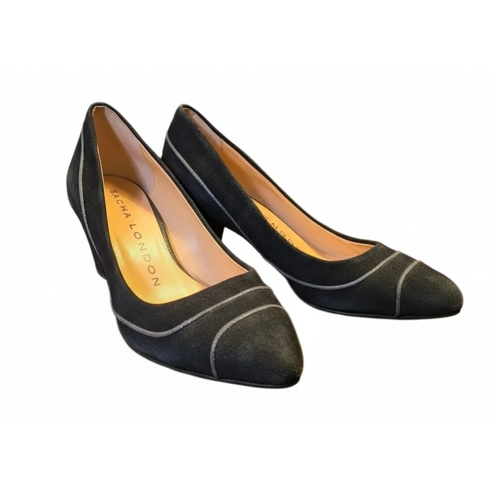 Sacha London Gray Suede Pointed Toe Pumps Womens 6.5 Classic Heels Corporatecore